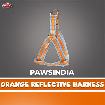 Pawsindia Reflective Nylon Harness for Small Dogs - Orange